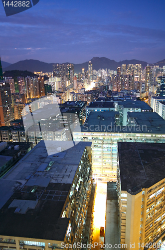 Image of hongkong urban area in sunset moment