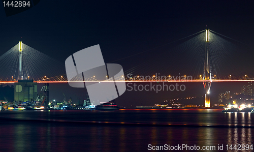 Image of Night scene of bridge in Hong Kong 