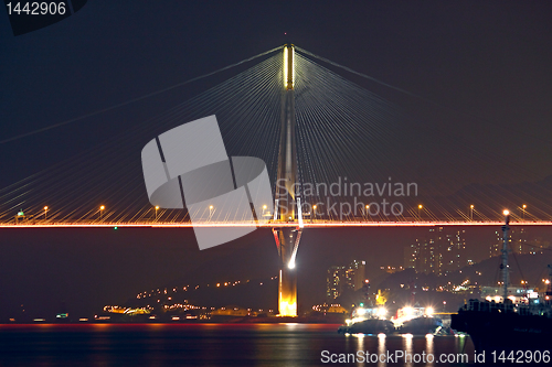 Image of Night scene of bridge in Hong Kong 