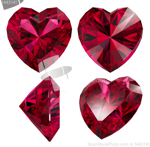 Image of ruby red heart shape isolated