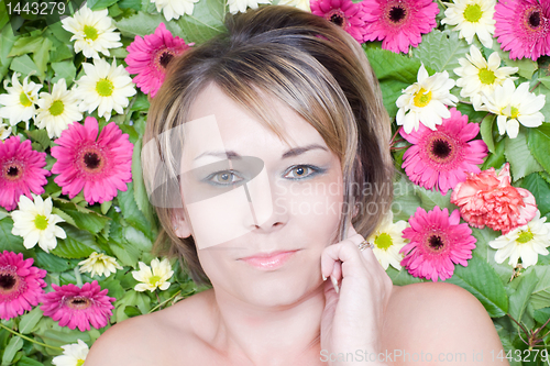 Image of on a bed of flowers