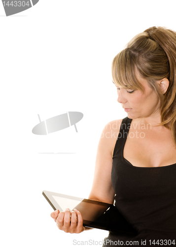 Image of woman holding tablet computer