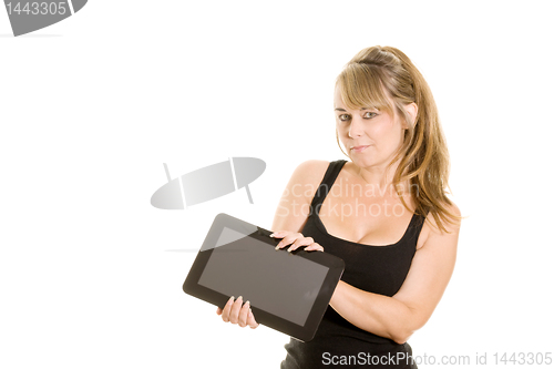 Image of woman holding tablet computer
