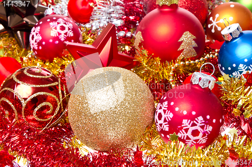 Image of christmas balls and tinsel