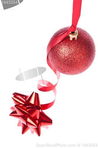 Image of christmas ball with ribbon