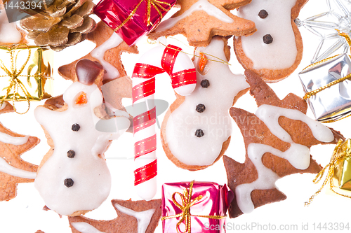 Image of ginger snowmen with christmas decoration