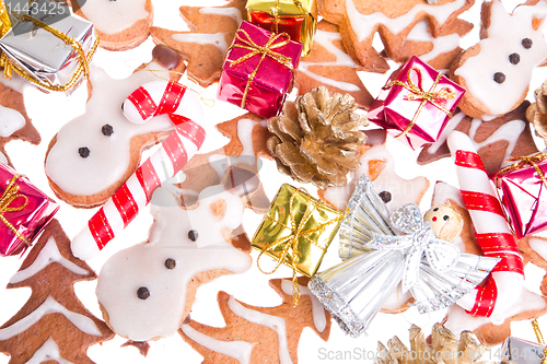 Image of ginger snowmen with christmas decoration