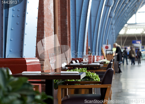 Image of Restaurant tables at St Pancras