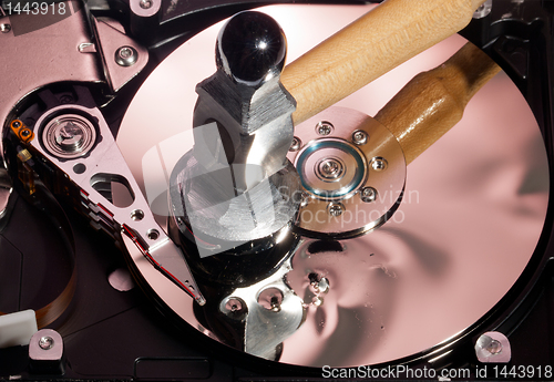 Image of Hammer on damaged hard drive