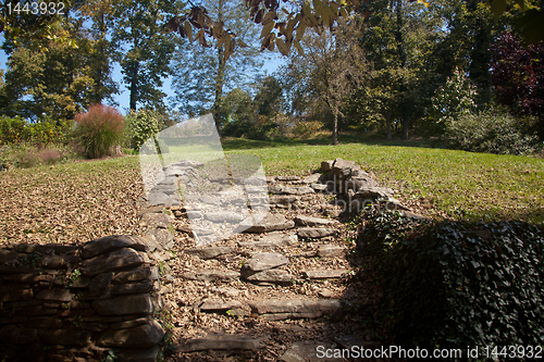 Image of Stone steps lead to garden