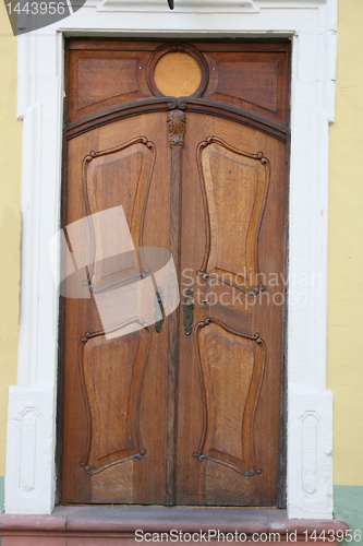 Image of old carved wooden door 