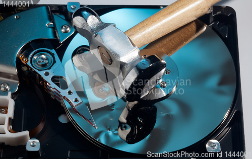 Image of Hammer on damaged hard drive