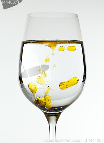 Image of Olive oil being poured into wine glass