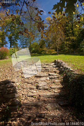 Image of Stone steps lead to garden