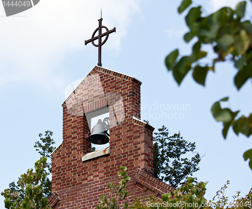 Image of Brick bell tower of church