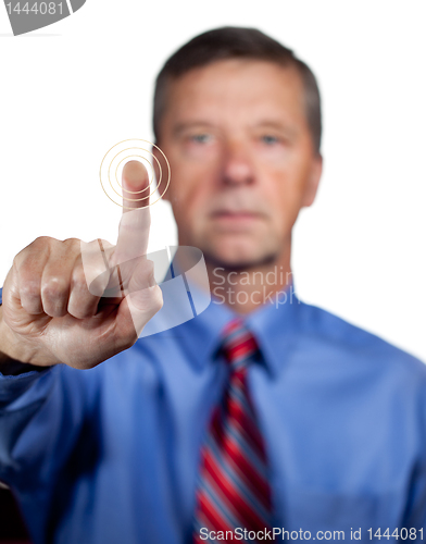 Image of Male executive touches sensor