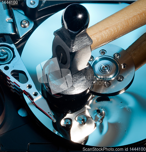 Image of Hammer on damaged hard drive