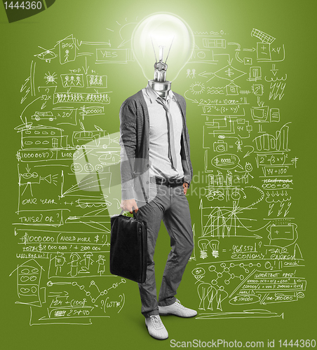 Image of lamp head businessman