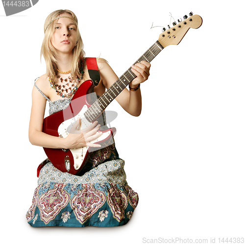 Image of hippie girl with the guitar