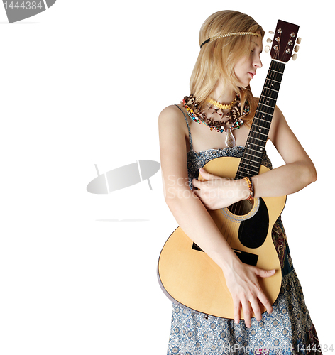 Image of hippie girl with the guitar