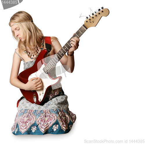 Image of hippie girl with the guitar