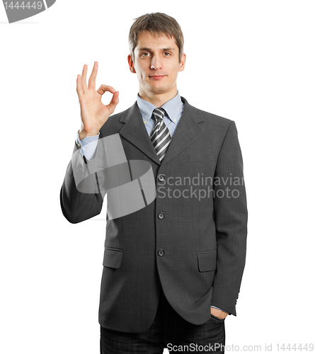 Image of businessman shows OK
