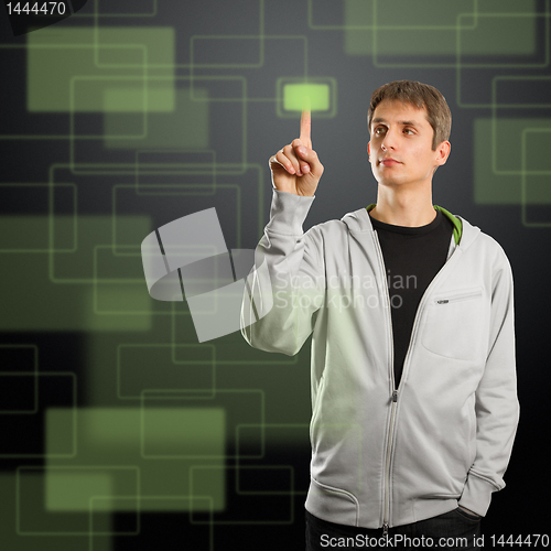 Image of man pushs the button