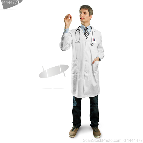 Image of Doctor male writing something 