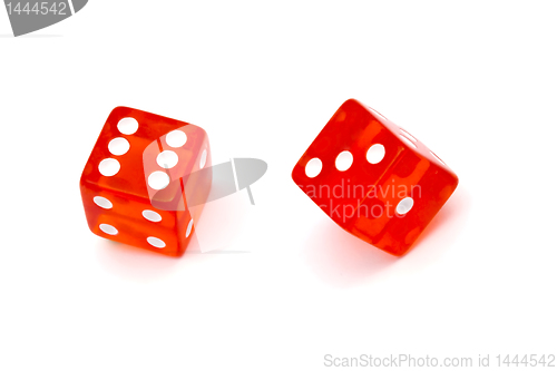 Image of Red dice isolated on white background 