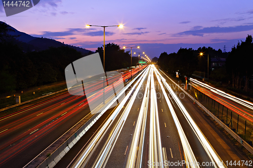 Image of traffic on highway at night