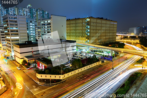 Image of megacity traffic and highway at night