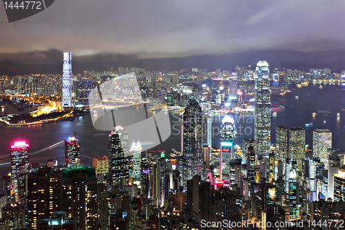 Image of Hong Kong with crowded building at night