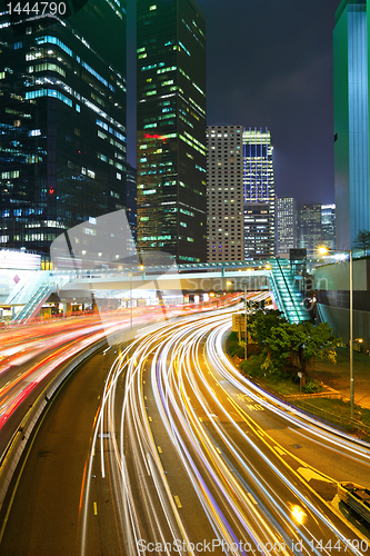 Image of traffic in Hong Kong at night