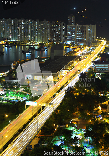 Image of Highway at night in modern city