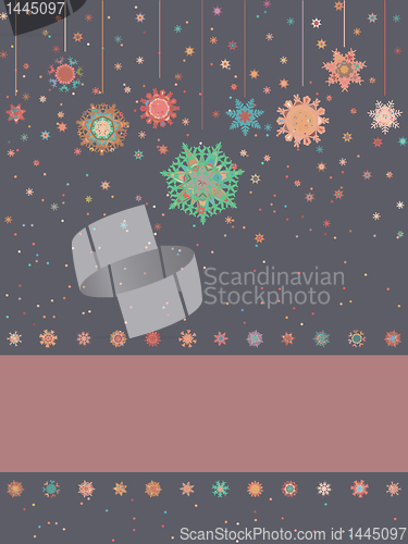 Image of Christmas greeting card with snowflakes. EPS 8