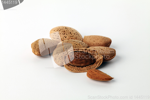 Image of Almonds isolated on white background.