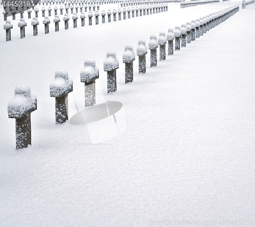 Image of graveyard in snow