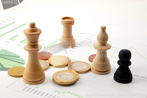 Image of chess man over business chart