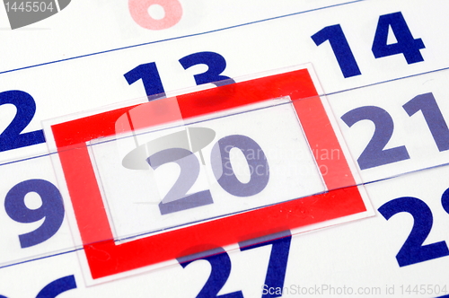 Image of 20  calendar day