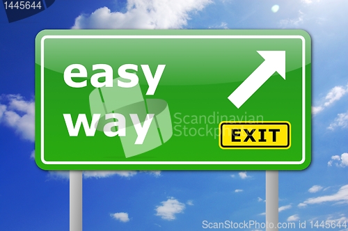 Image of green easy way road sign
