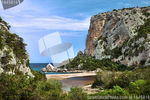 Image of cliffs at idylic beach coast hiliday paradise