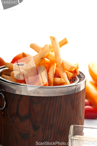 Image of fresh french fries on a bucket