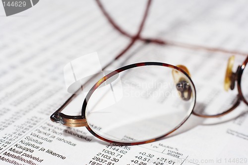 Image of eyeglasses on stocks