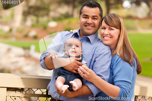 Image of Happy Mixed Race Family Posing for A Portrait