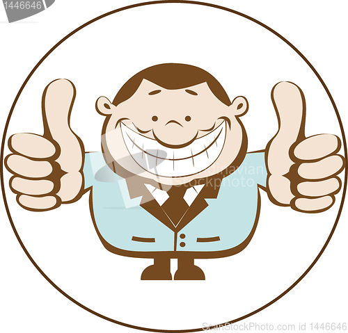 Image of Businessman showing thumbs up. Retro