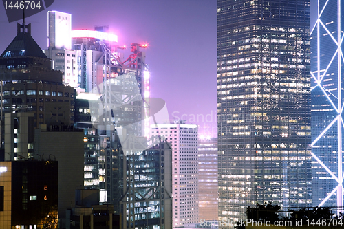 Image of office building at night in hong kong 