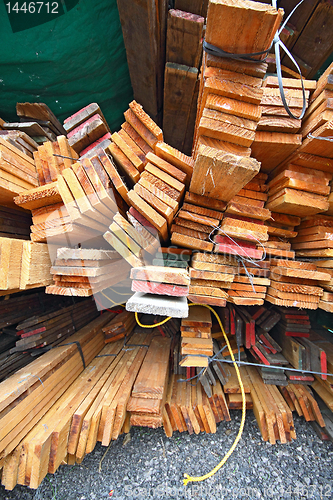 Image of Stack of wooden boards. 