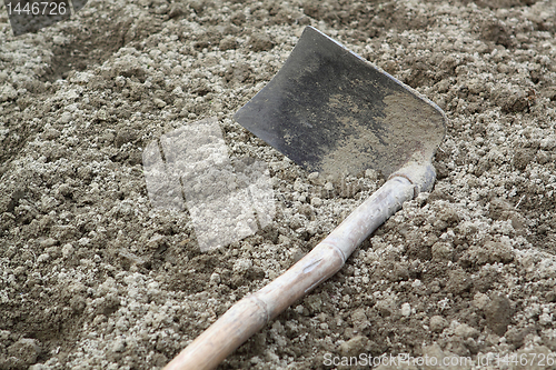 Image of spade ready to prepare vegetable bed for sowing 