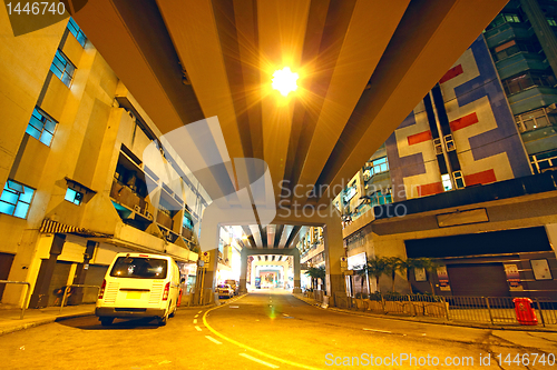 Image of traffic downtown area at night, hongkong