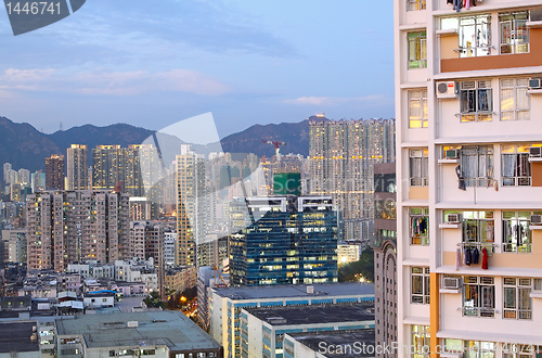 Image of asia city downtown wide shot, hong kong